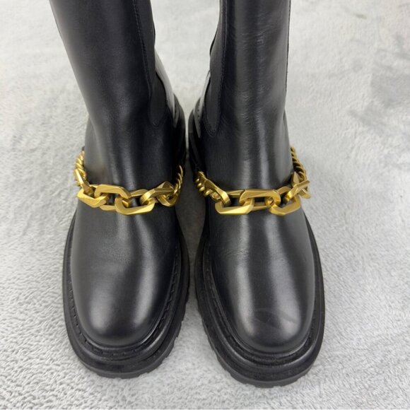 Sandro Leather Black Biker Boots Women's Size 9 - Picture 9 of 13